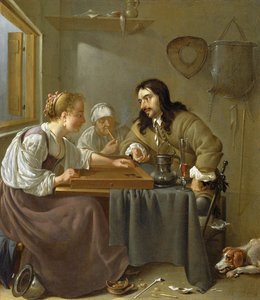 Een koppel dat backgammon speelt